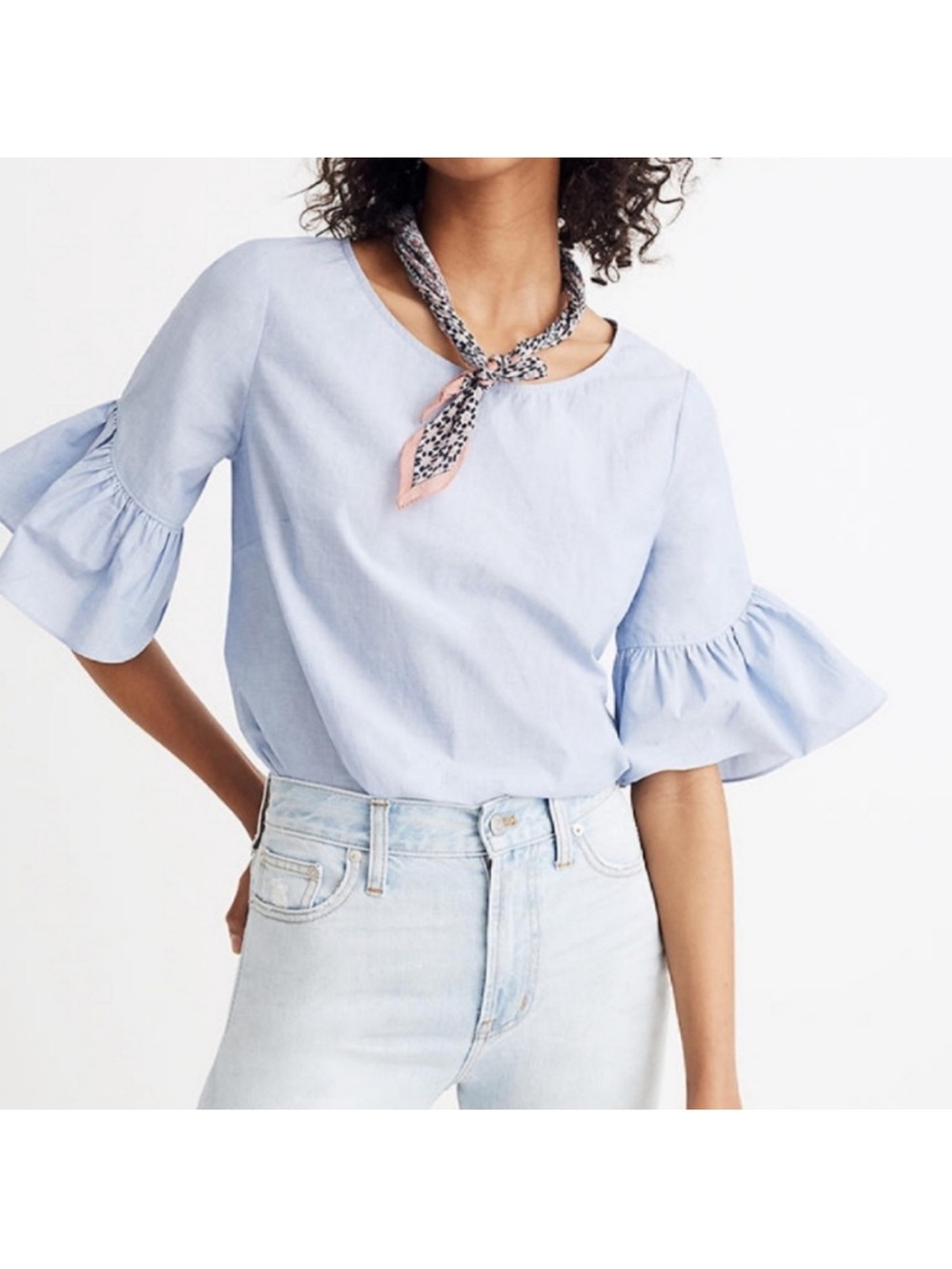 Madewell Ruffle Sleeve Cotton Top